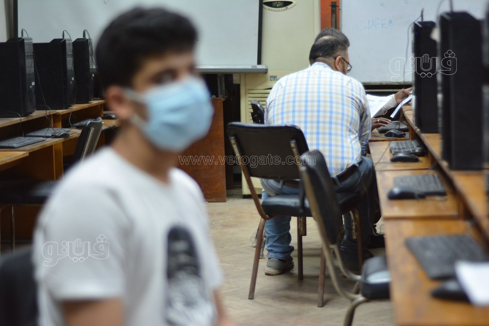  توافد طلاب الثانوية على معامل تنسيق جامعة القاهرة لتسجيل الرغبات (1)