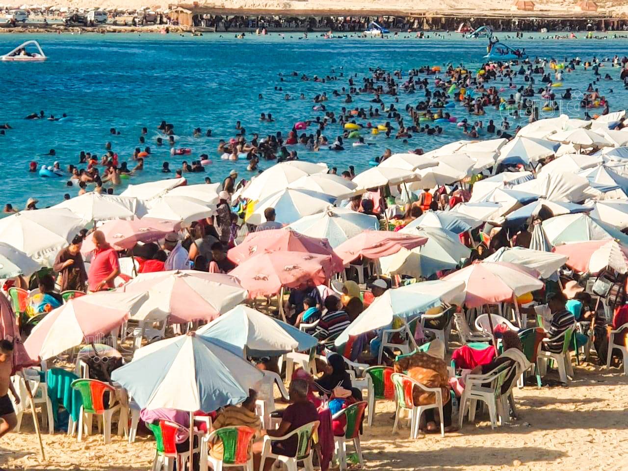إقبال كبير على شاطئ مطروح العام-7