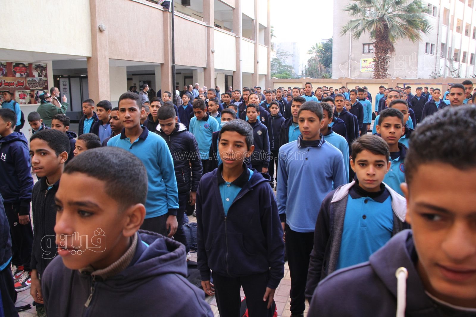 بدء الفصل الدراسي الثاني بجميع مدارس الجمهورية بتحية العلم وطابور الصباح (1)