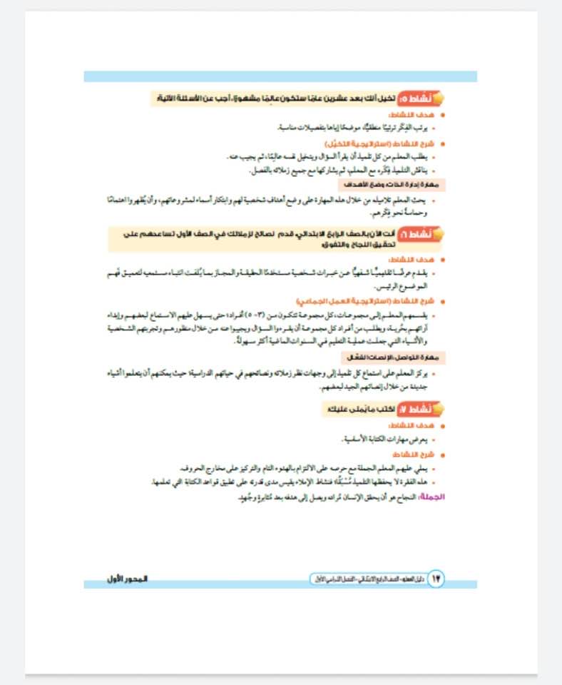 دليل المعلم في اللغة العربية للصف الرابع الابتدائي (5)