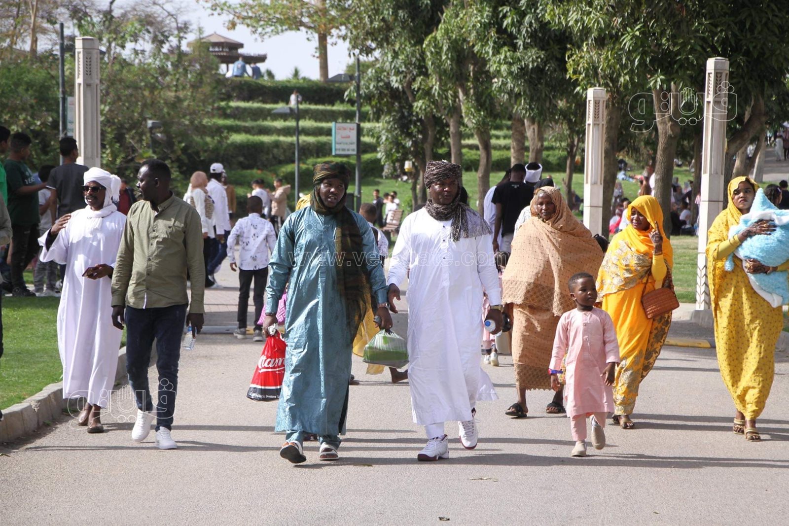 إقبال كثيف للأشقاء السودانيين على حديقة الأزهر للاحتفال بعيد الفطر (10)