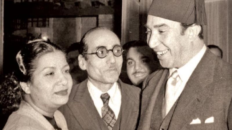يوسف وهبى مع ام كلثوم والقصبجى