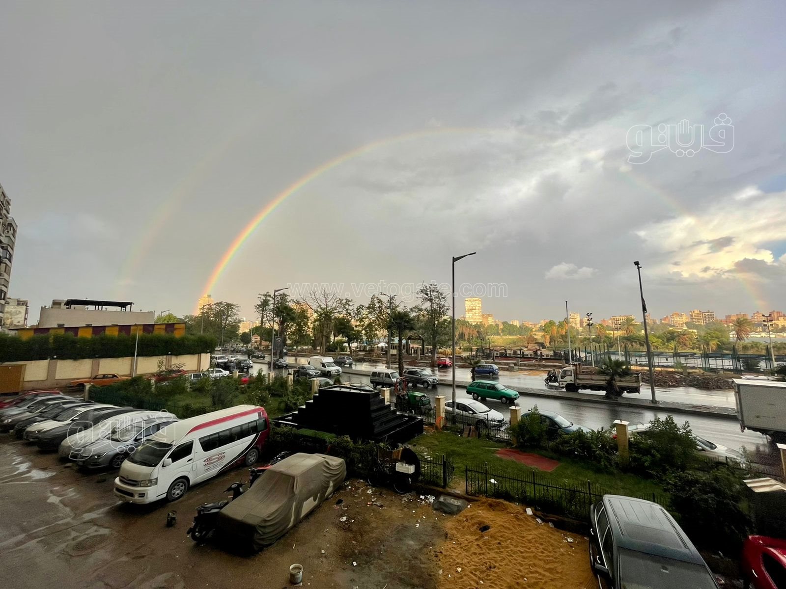 قوس قزح يزين سماء محافظتي القاهرة والاسكندرية (1)