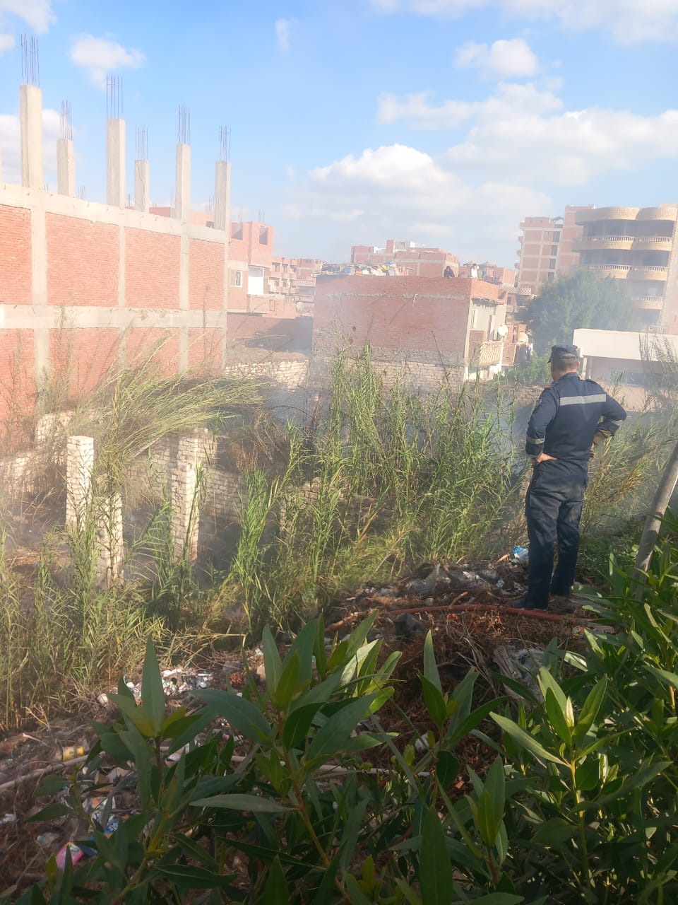 حريق في بوص مجاور لمجموعة من المنازل بالقليوبية،فيتو