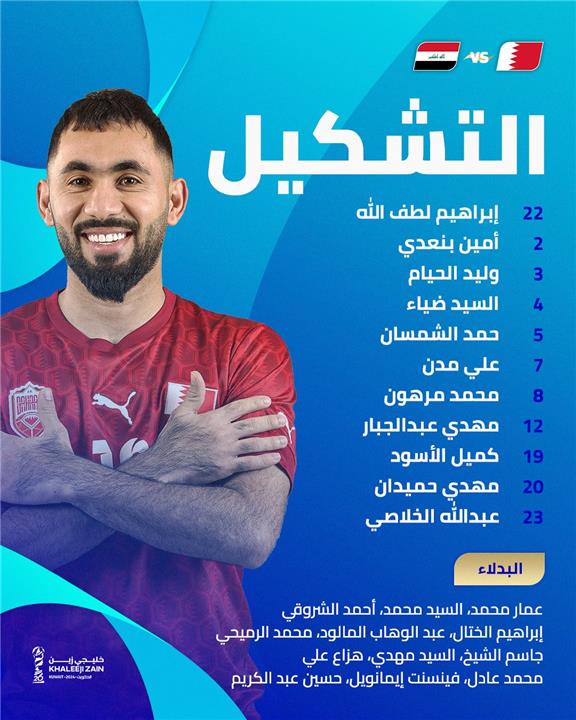 تشكيل البحرين ضد العراق في خليجي 26