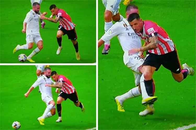 تدخل داني كارفاخال ضد لاعب أتلتيك بلباو&nbsp;