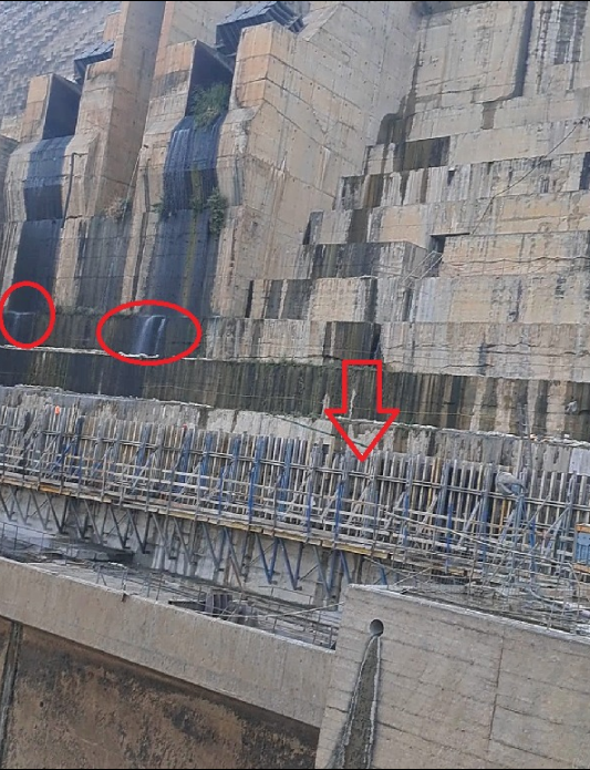 أماكن تسرب المياه من جسم سد النهضة وأعمال البناء، فيتو