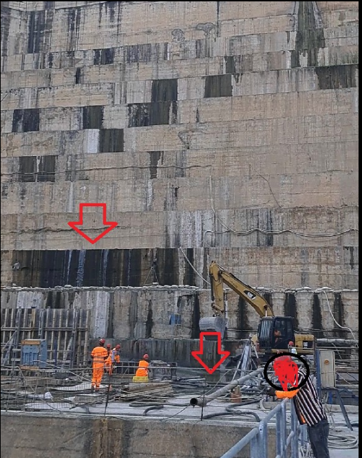 شكل تسريبات المياه والأعمال بجسم السد، فيتو