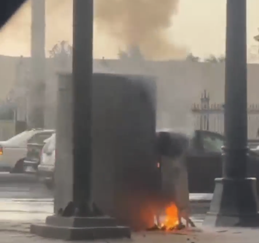 حريق كابينة كهرباء في ميدان التحرير<br>