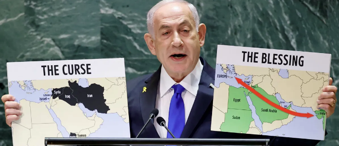 الخريطة المزعومة لنتنياهو لرسم حدود جديدة للشرق الأوسط، فيتو