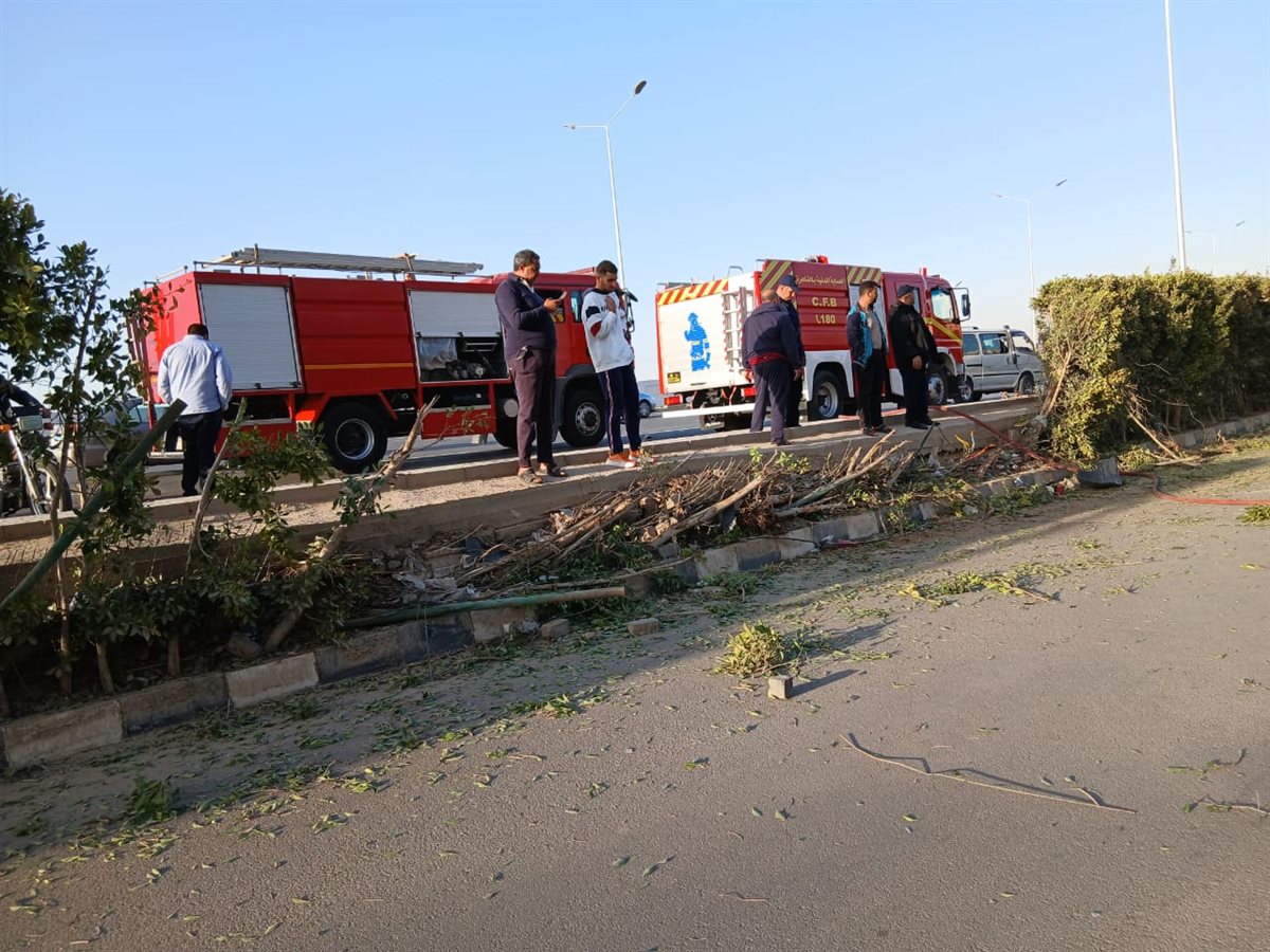 حريق سيارة فى حادث التجمع الأول