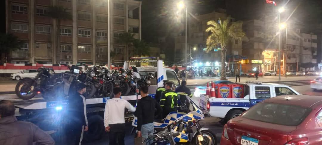 حملات مرورية مكثفة بدمياط علي الموتوسيكلات 