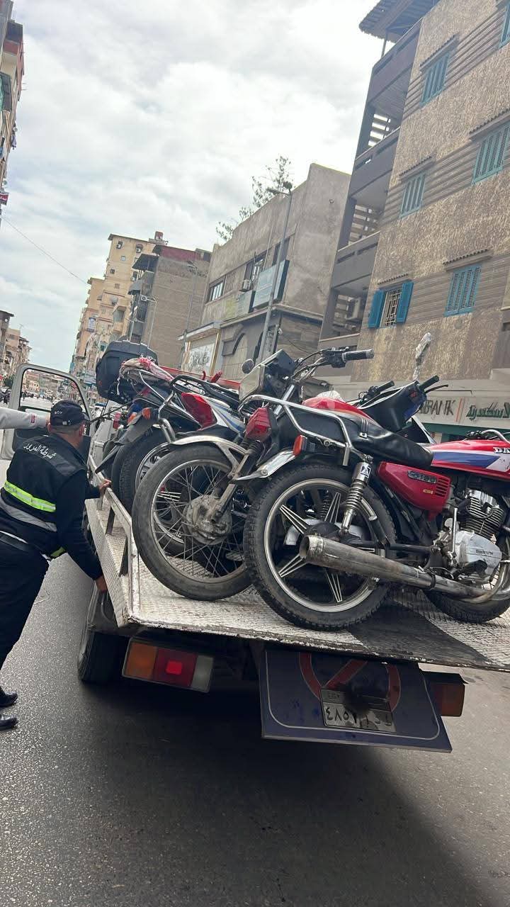 حملات مرورية مكثفة بدمياط علي الموتوسيكلات