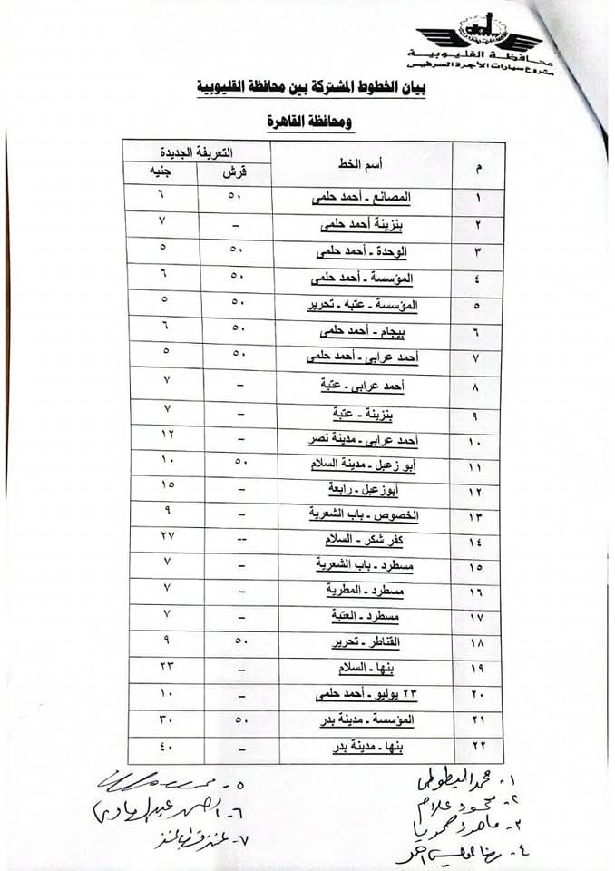 تعديل تعريفة الركوب بالقليوبية،فيتو