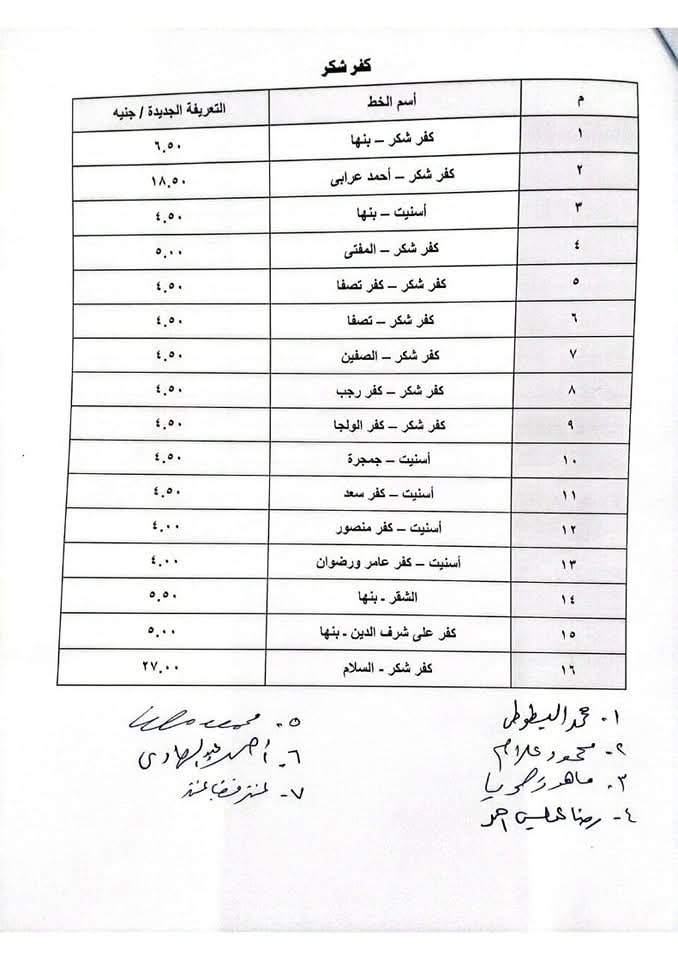 تعديل تعريفة الركوب بالقليوبية،فيتو