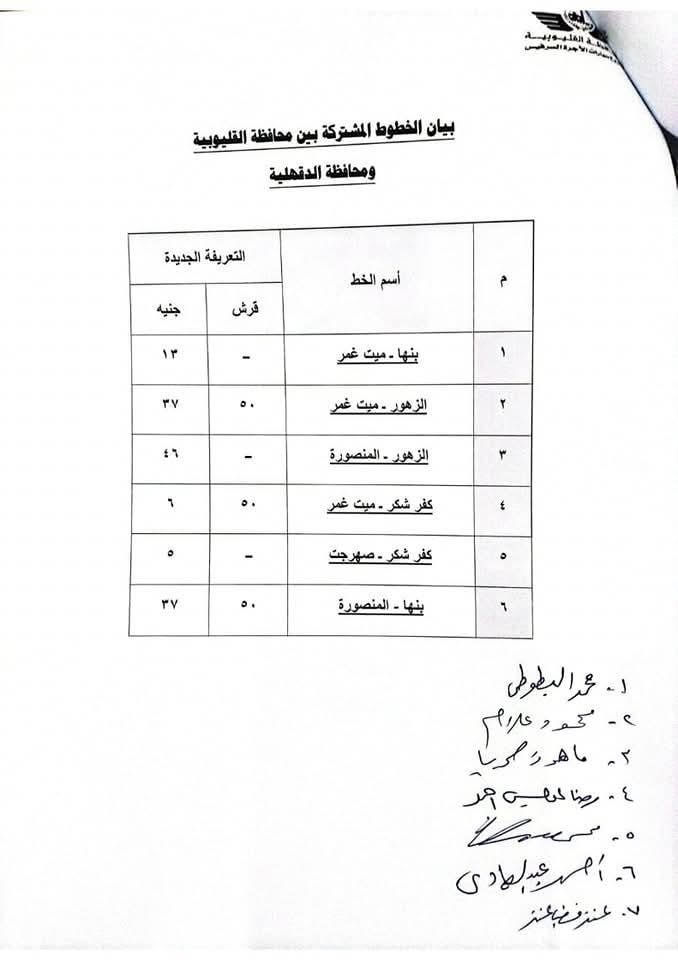 تعديل تعريفة الركوب بالقليوبية،فيتو
