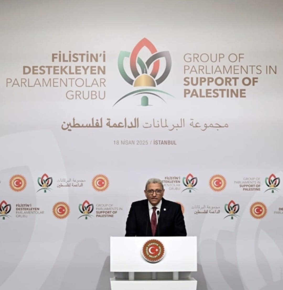 وكيل النواب يلقي كلمة أثناء اجتماع البرلمانات الداعمة لفلسطين
