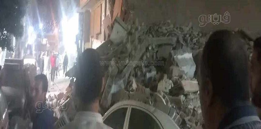 انهيارعقارغير مأهول بالسكان بالشرقية وتهشم عدد من السيارات،فيتو