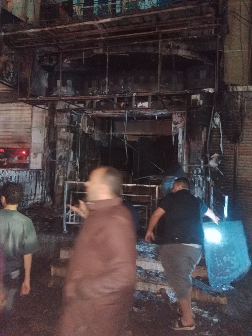 حريق بمحل مشويات بالقليوبية،صور 