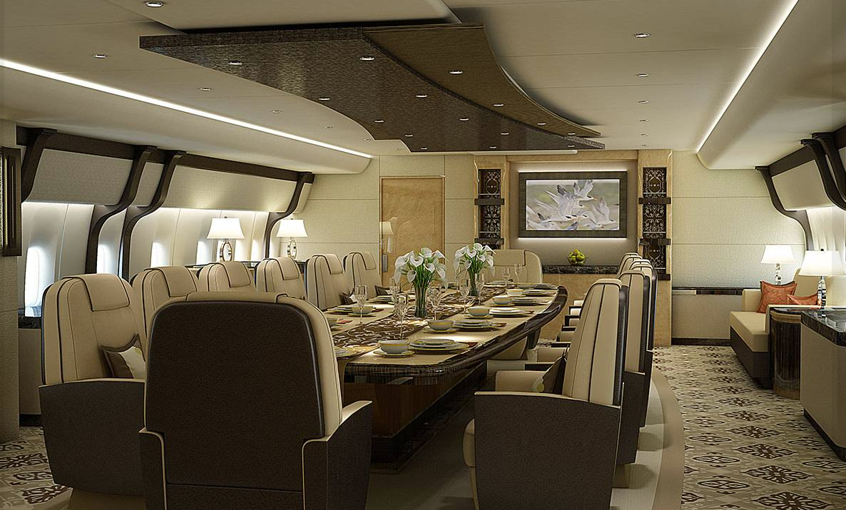 طائرة بوينج الفاخرة من الداخل، فيتو