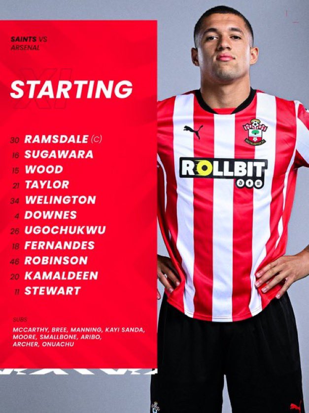 تشكيل ساوثهامبتون ضد أرسنال في الدوري الإنجليزي