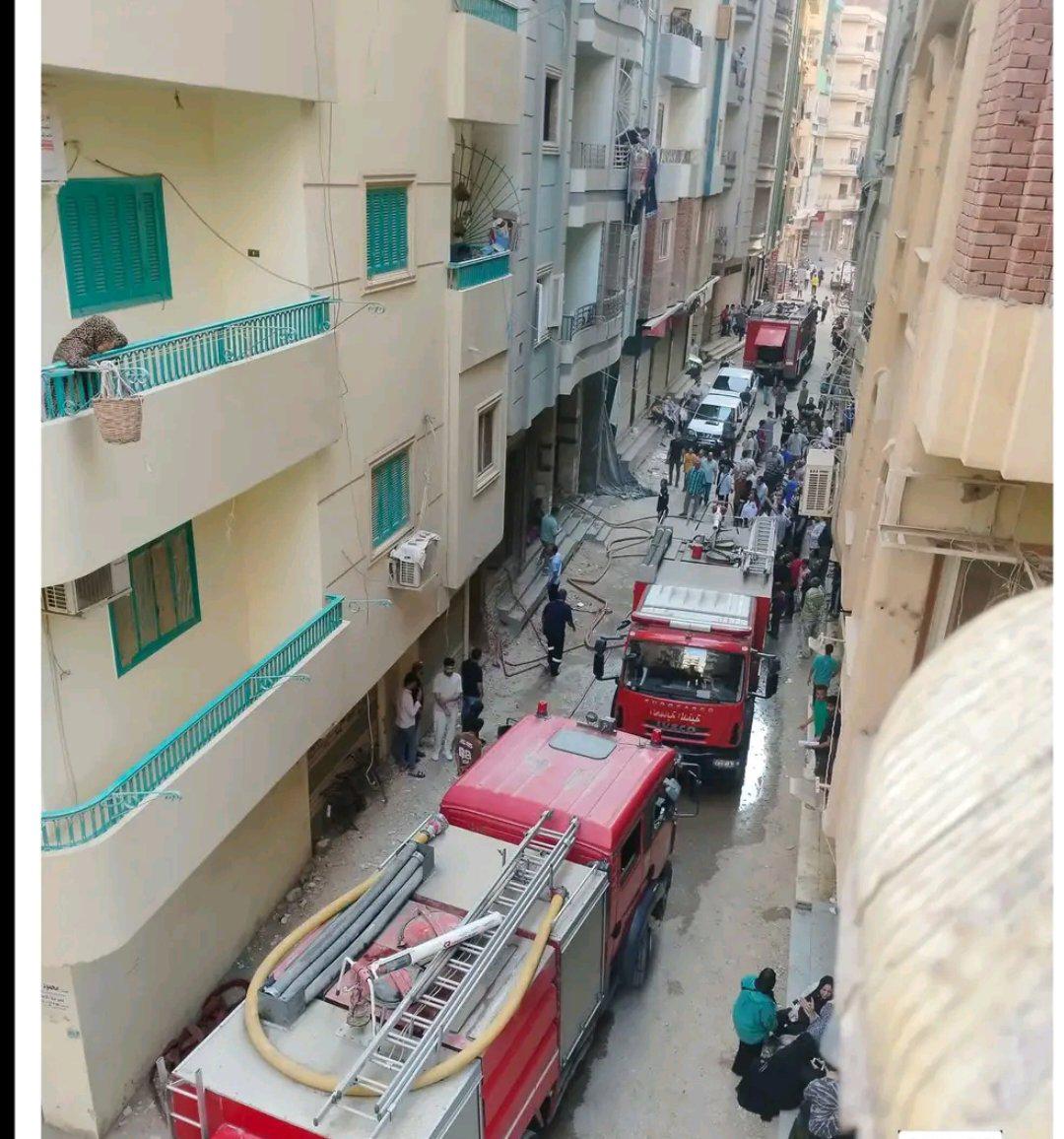 حريق هائل باحد الابراج السكنية بالزقازيق،فيتو