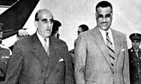 مع شكرى القوتلى وقت اعلان الوحدة