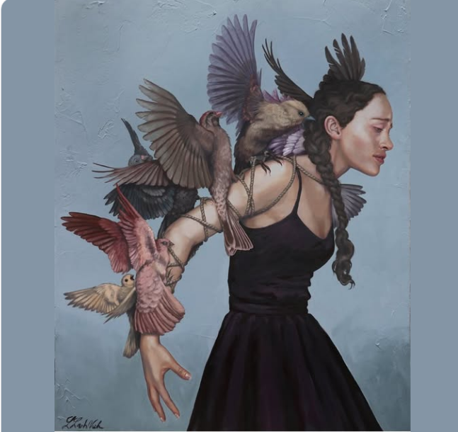 لوحة صنعت لنفسي أجنحة للفنانة الدنماركية ليزا لاخ نيلسن، فيتو