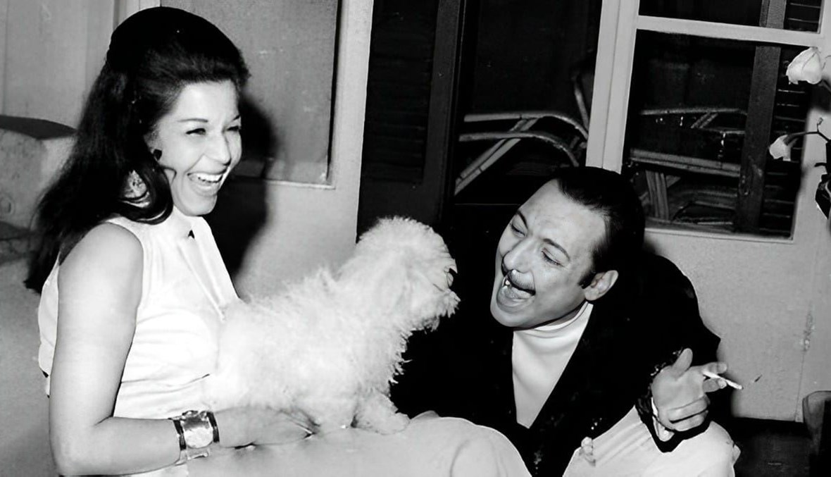 رشدى اباظة مع احدى زوجاته سامية جمال