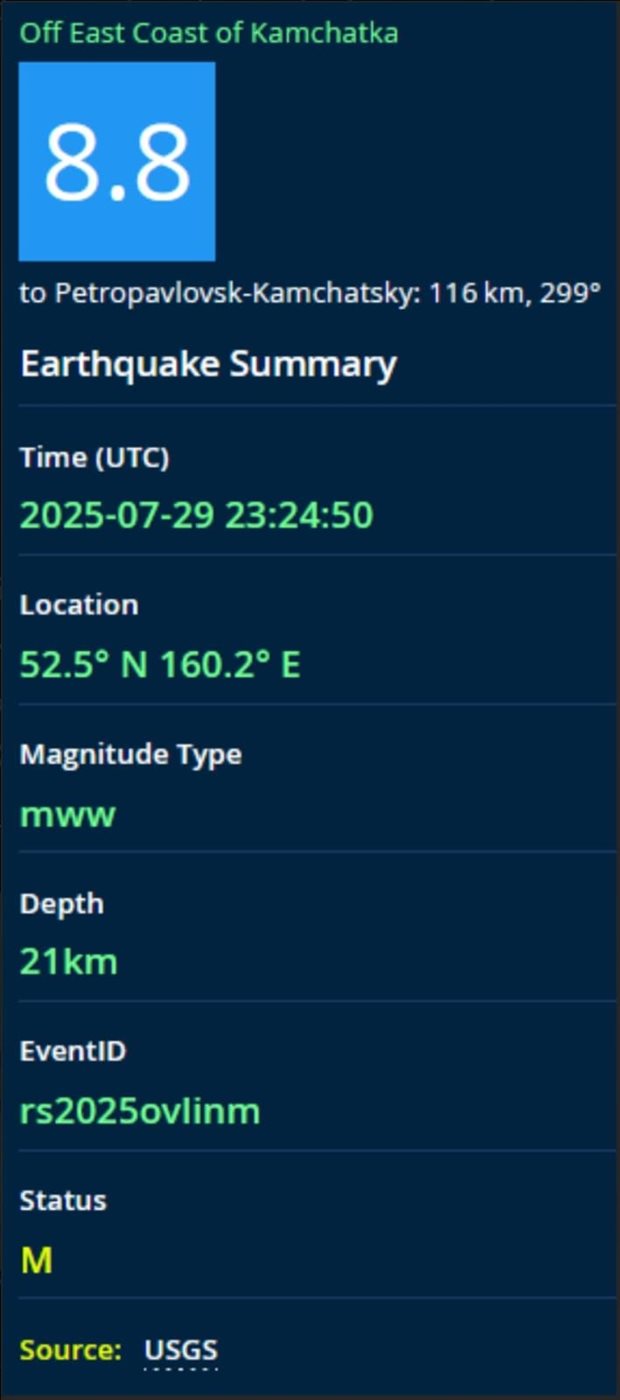 تأثيرات زلزال جزيرة كامتشاتكا