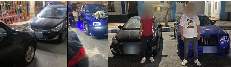 مجاملة فى حفل زفاف تنتهى بمحضر فى قسم الشرطة..ضبط قائدي سيارتين سارا عكس الاتجاه