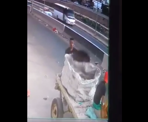 لحظة سرقة بلاعة صرف من الشارع، فيتو