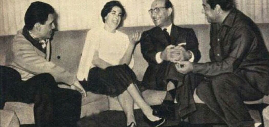 صورة تجمع بين نجاة وعبد الحليم وفريد وعبد الوهاب