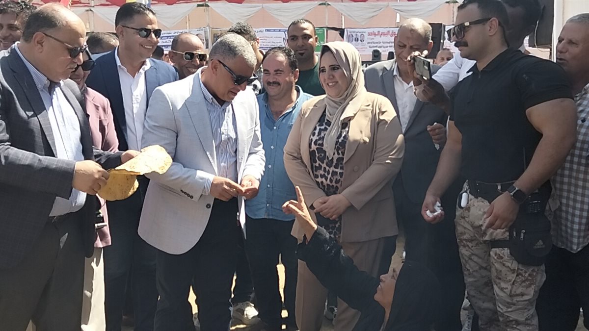 جانب من لقاء محافظ الإسماعيلية بالسيدة، فيتو