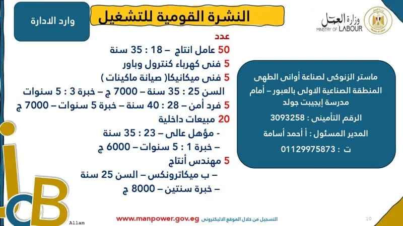 وظائف القوي العاملة بالقليوبية،فيتو