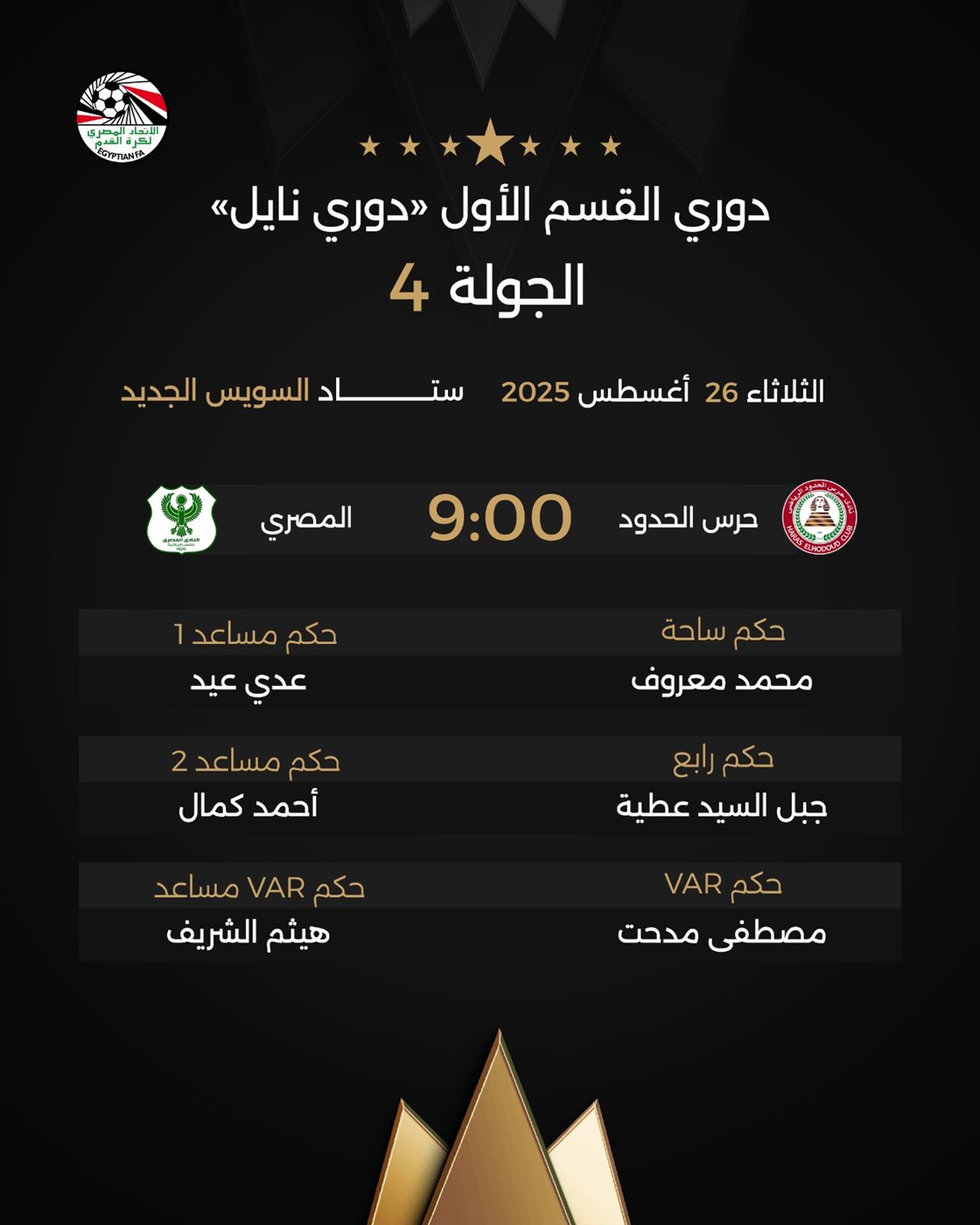 حكام مباراة حرس الحدود والمصري، فيتو