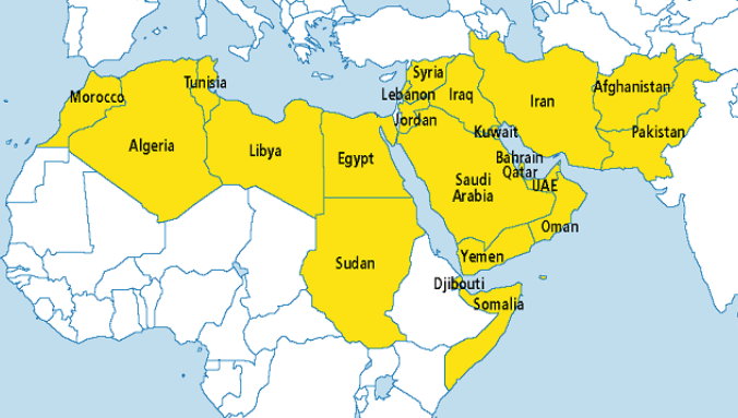 خريطة منطقة الشرق الأوسط، فيتو