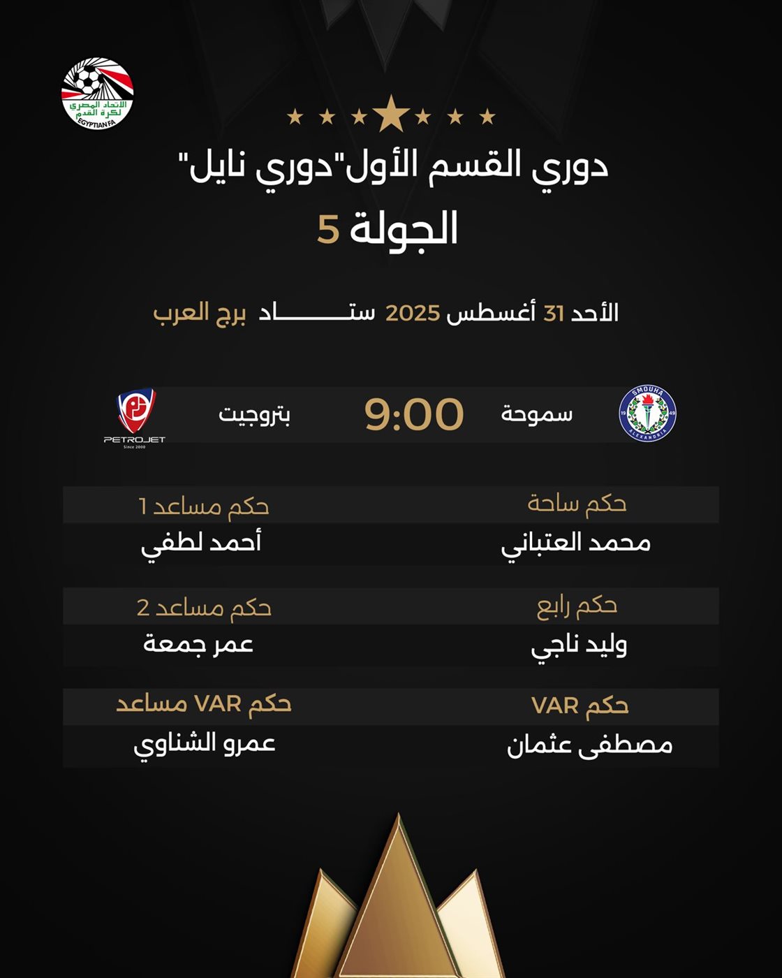 حكام مباراة سموحة ضد بتروجيت، فيتو