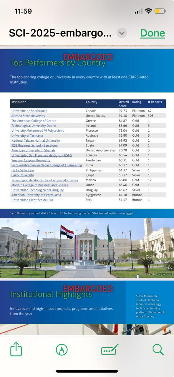 جامعة القاهرة من أفضل المؤسسات في الاستدامة