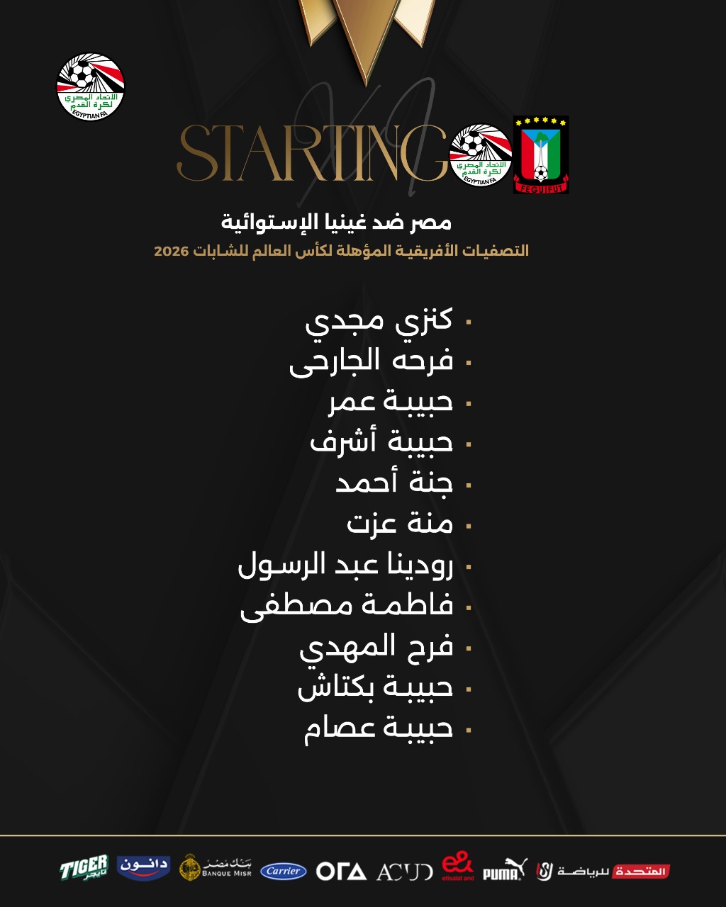 تشكيل منتخب مصر للكرة النسائية أمام غينيا، فيتو