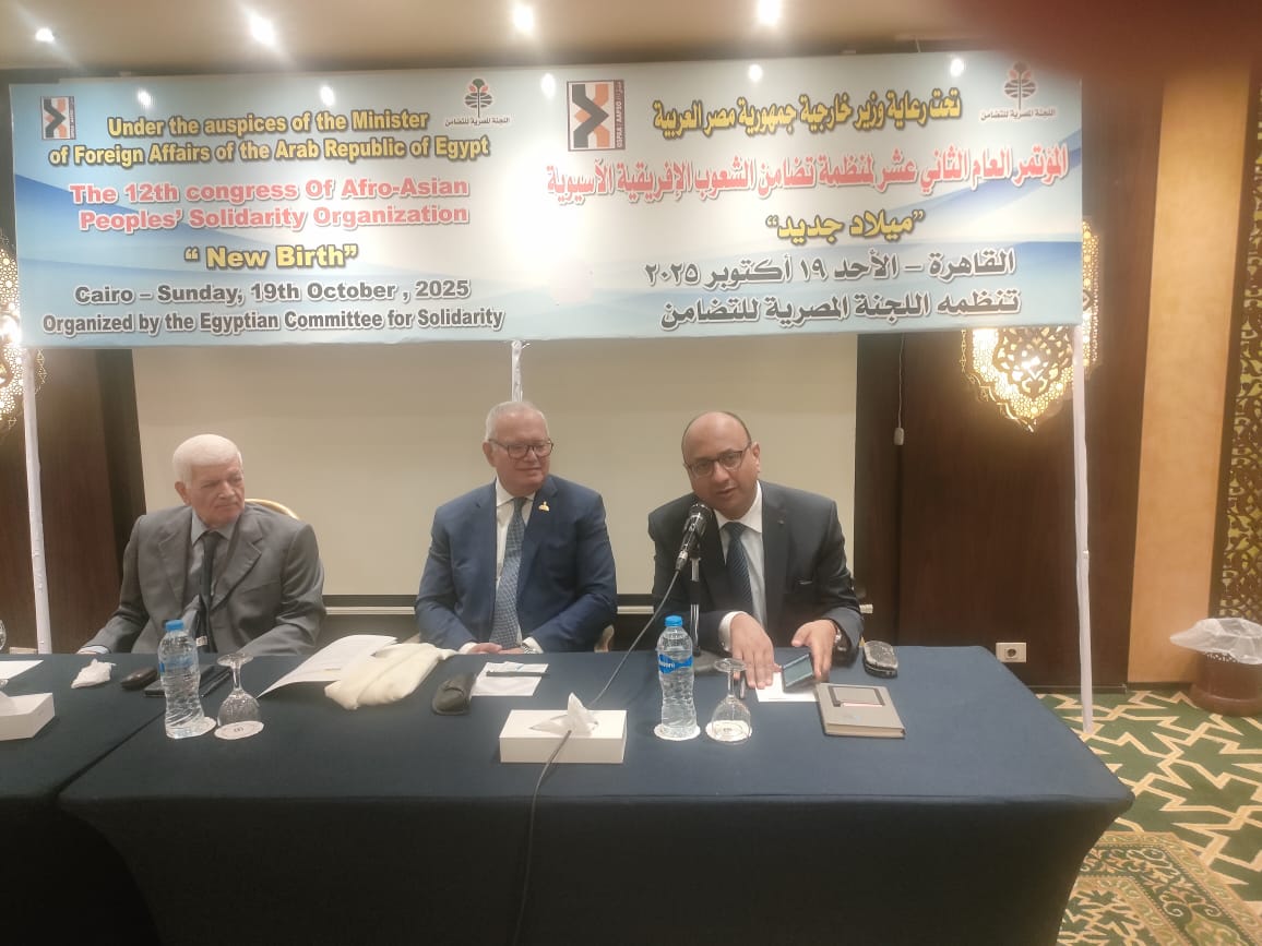 السفير إبراهيم الخولي يلقي كلمة وزير الخارجية بدر العاطي، فيتو