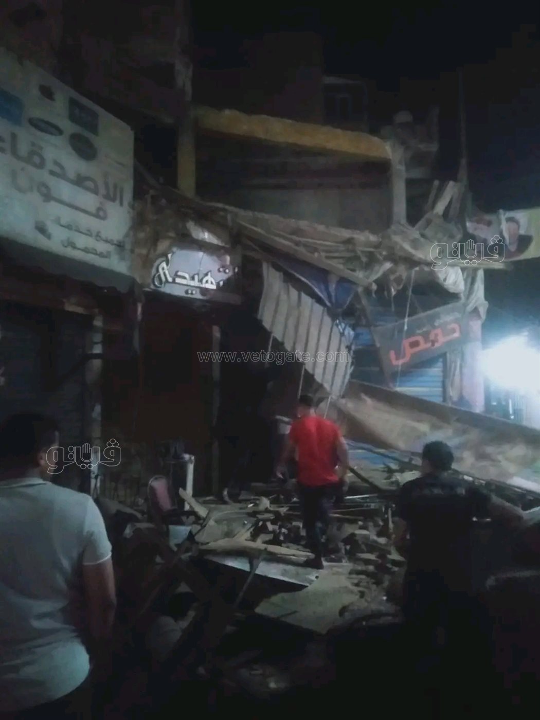 انهيار جزئي لعقار سكني فاقوس،فيتو