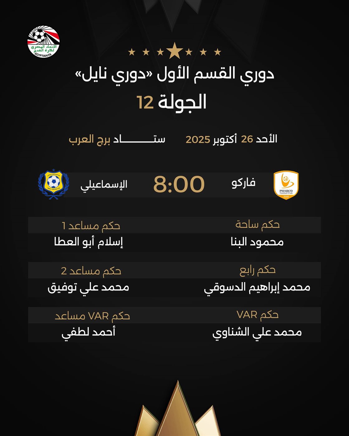 حكام مباراة فاركو والإسماعيلي، فيتو