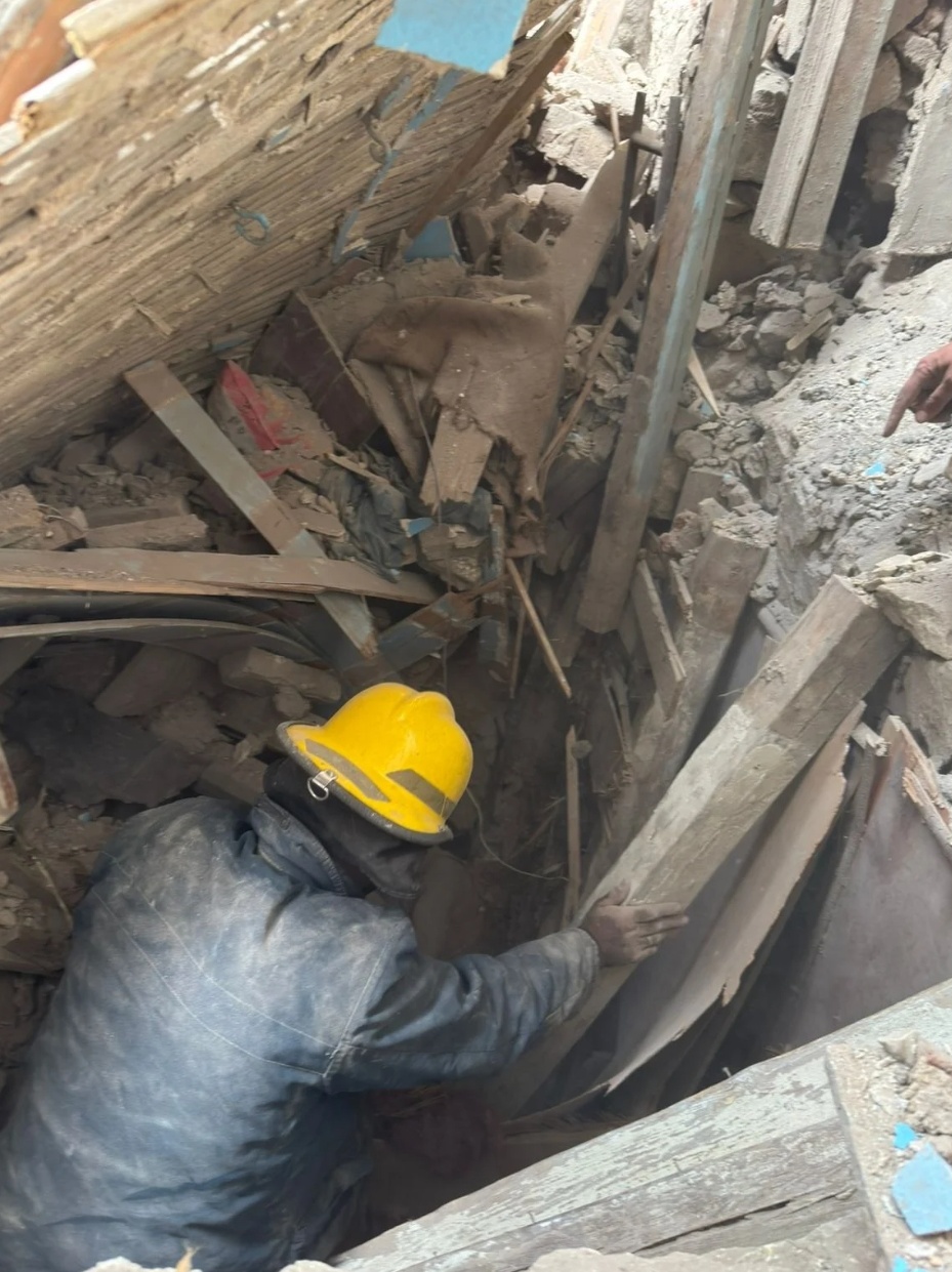 إنهيار جزئى لعقار روض الفرج