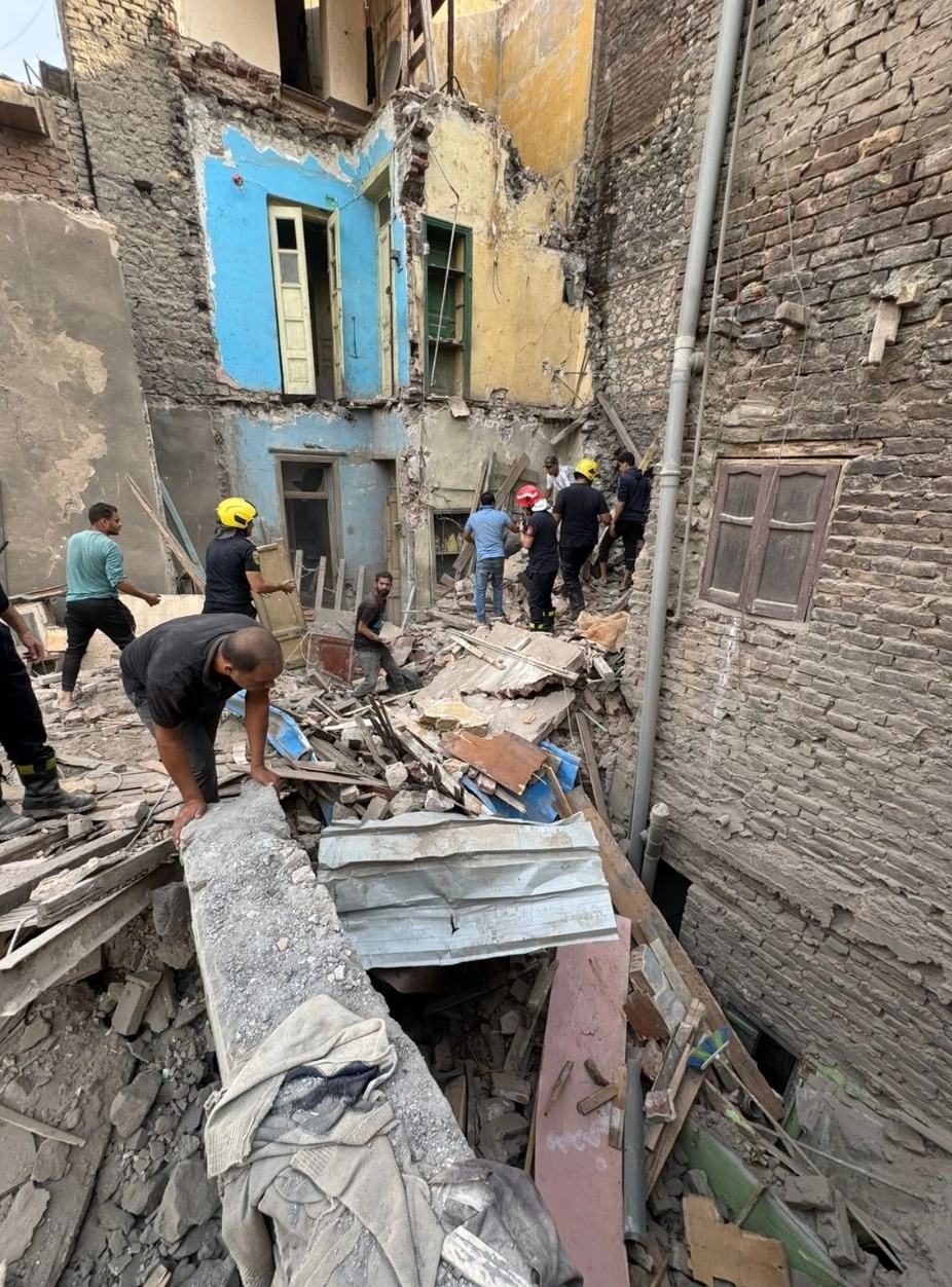 إنهيار جزئى لعقار روض الفرج