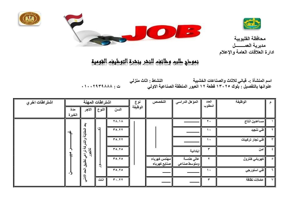 فرص عمل بالقليوبية، فيتو 