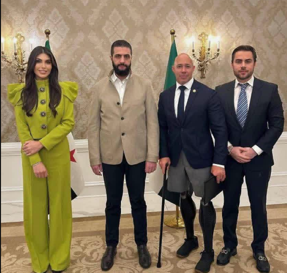 أحمد الشرع مع بريان ماست في واشنطن، فيتو