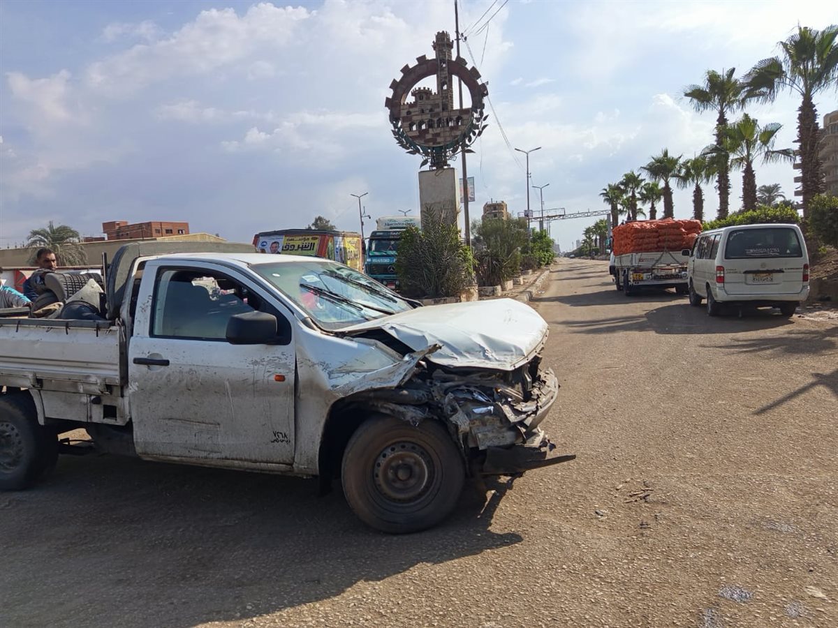 تصادم 3 سيارات بالزراعي القليوبية