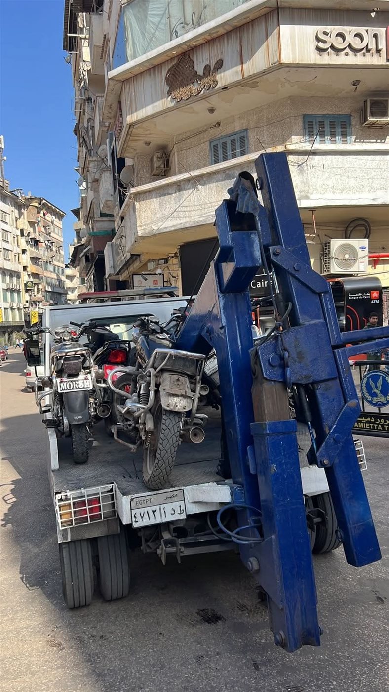 حملة مرورية علي الموتوسيكلات بمدينة دمياط