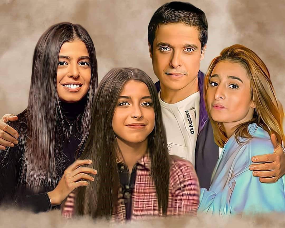 عامر منيب وبناته الثلاثة 